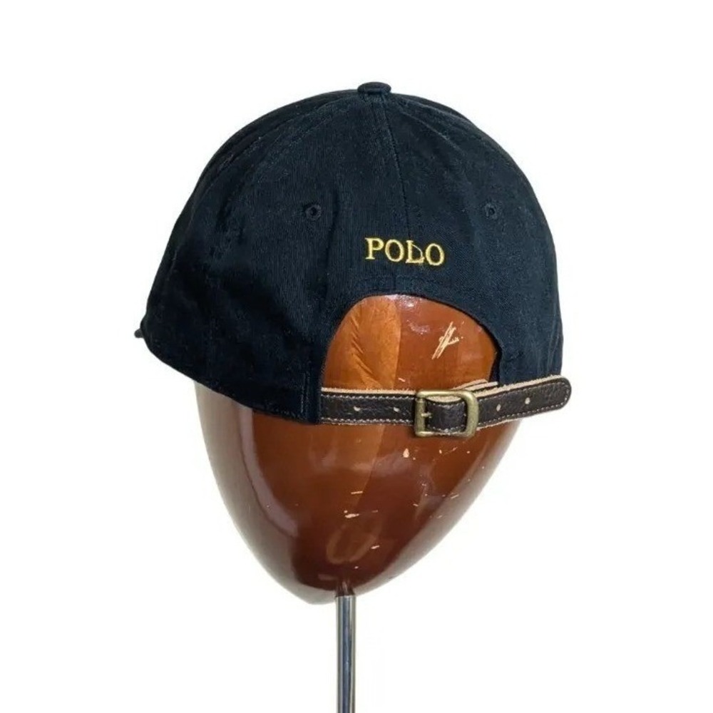 Polo Ralph Lauren Gold Triple Pony Embroidered Hat Leather Strap O/S NWT - Picture 3 of 7